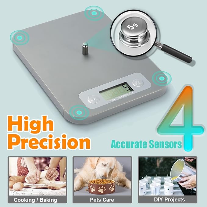 Smart Food Scale for Calorie Counting, Digital Food Scale with Nutritional Calculator, Bluetooth Food Weight Scale for Weight Loss, Diabetics, Macro, Diet, Baking 3g-5kg, 0.1oz
