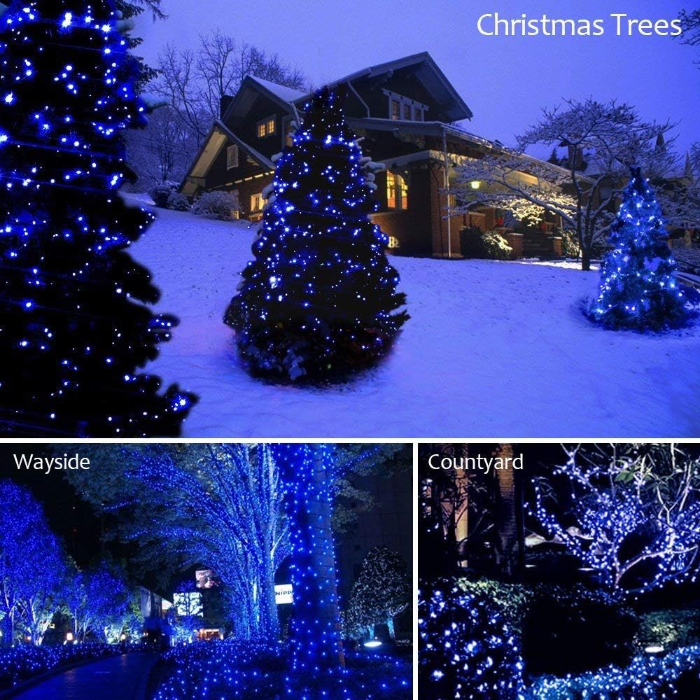33FT 100 LEDs String Lights Waterproof Fairy Lights 8 Modes with Memory 30V UL Certified Power Supply for Home, Garden, Wedding, Party, Christmas Decoration Indoor Outdoor (Cool White+Blue)
