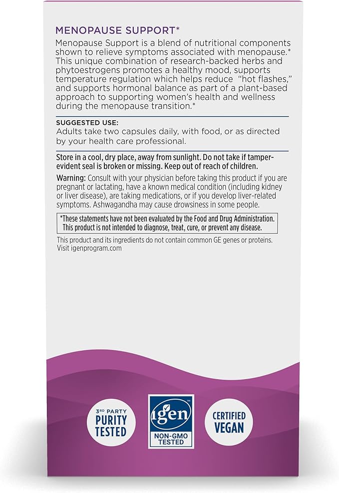 Nordic Naturals Menopause Support -Unflavored - 60 Capsules - Women’s Hormone-Support Supplement for Menopause, Mood Balance & Hot-Flash Support - Plant-Based Herbs and Phytoestrogens - 30 Servings