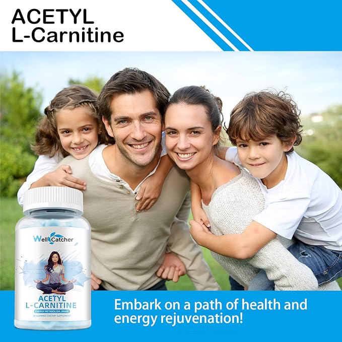 Acetyl L-Carnitine Gummies 1000 MG - Sugar Free L-Carnitine Supplement for Muscular Endurance, Brain Health, Energy Metabolism - Vegan Non-GMO - Blueberry Flavoured - 60 Counts