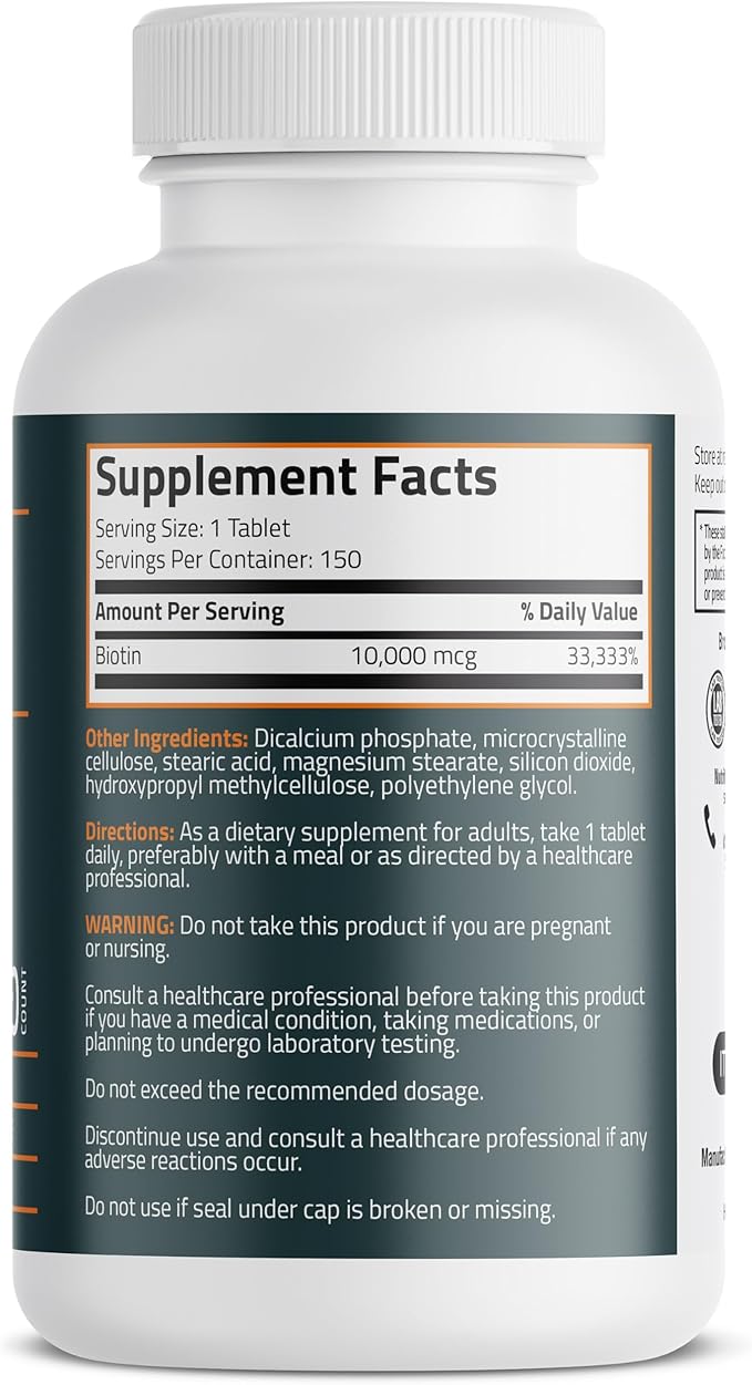 Bronson Biotin 10,000 MCG Supports Healthy 150 Vegetarian