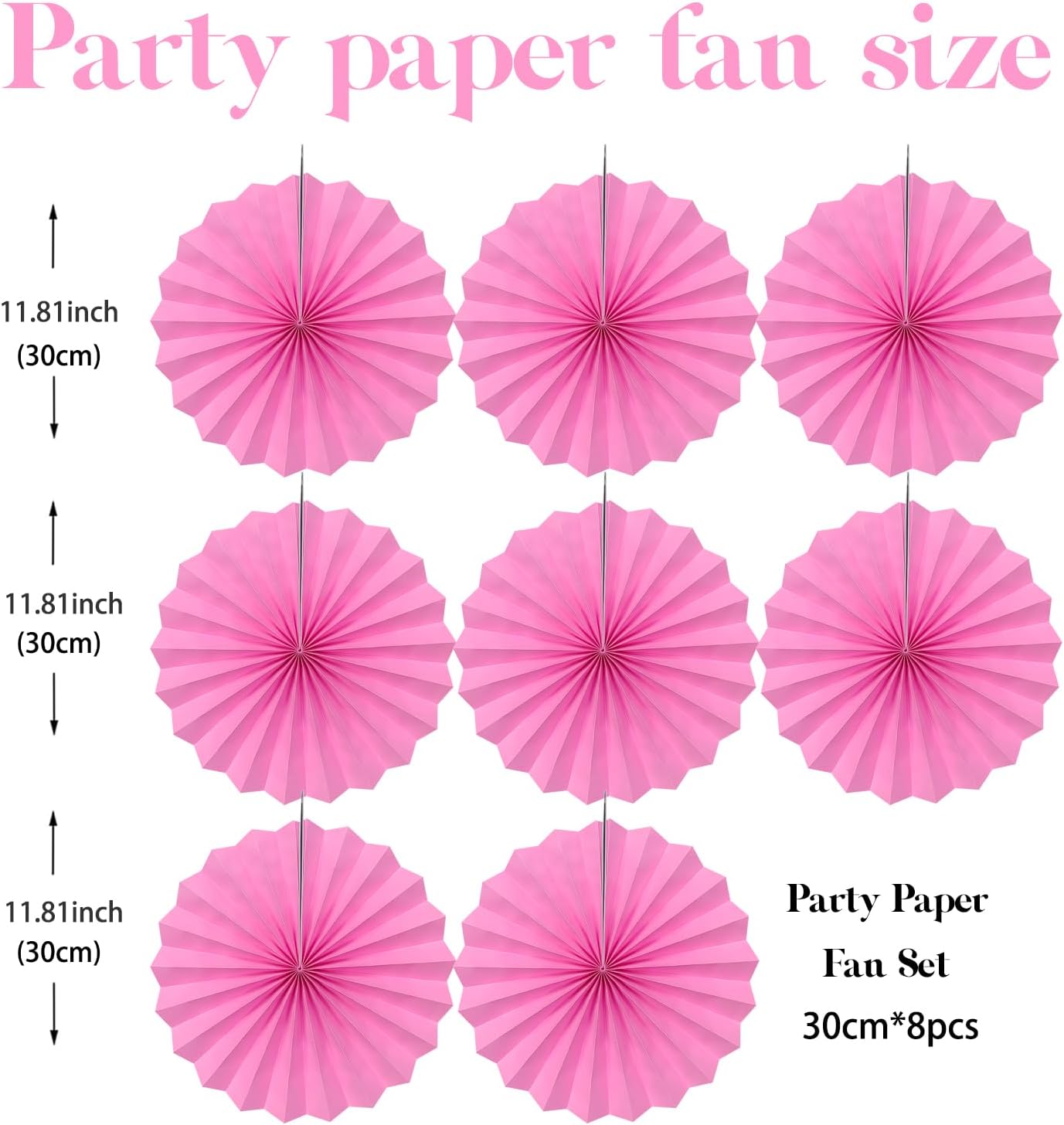 Red Hanging Paper Fans,Red Accessories Paper Decorations for Party,Valentines Day Decorations,Photo Booth Props Decor,12in Hanging Paper Fans 30 Color DIY Set (Magenta)