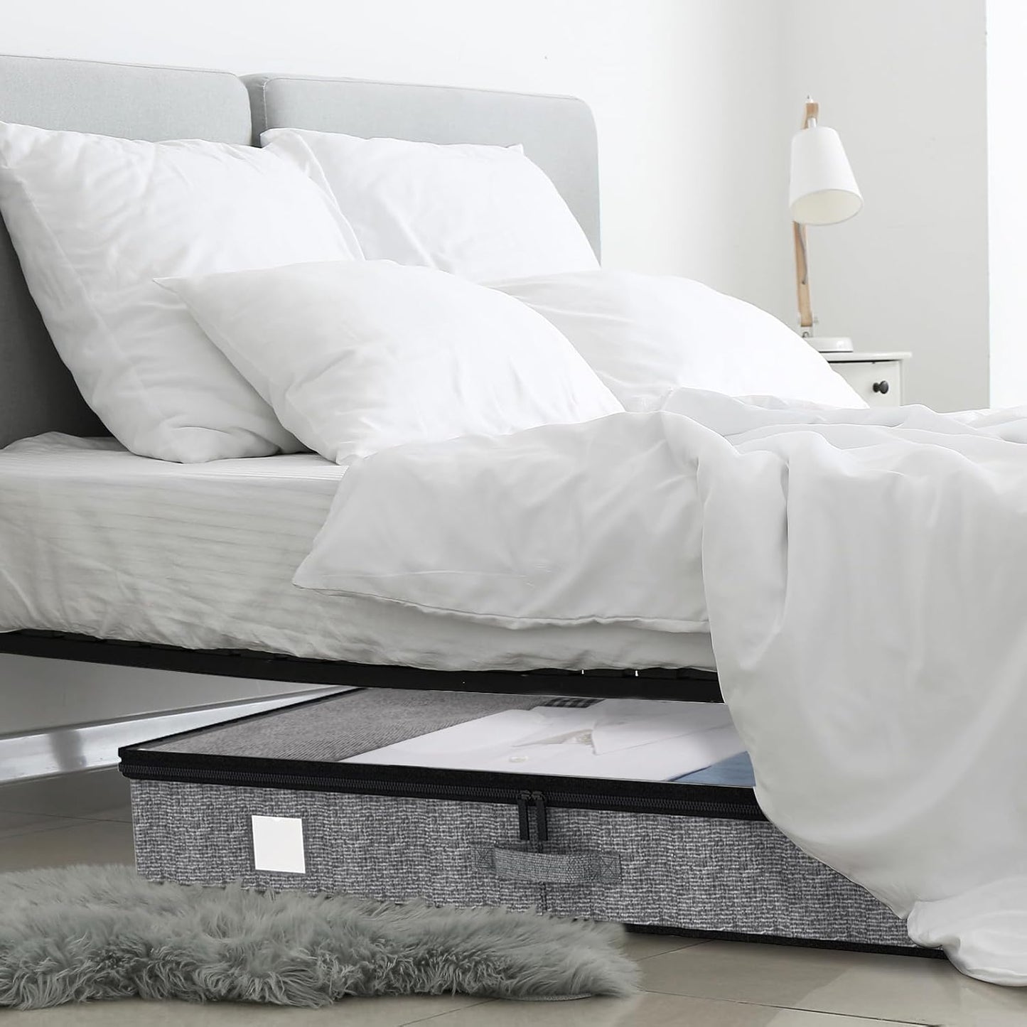 Fixwal 2 Pack Under Bed Storage Containers, Below 4.5 Inches Low Profile Underbed Organizer Clothes Storage with Sturdy Sidewalls and Bottom