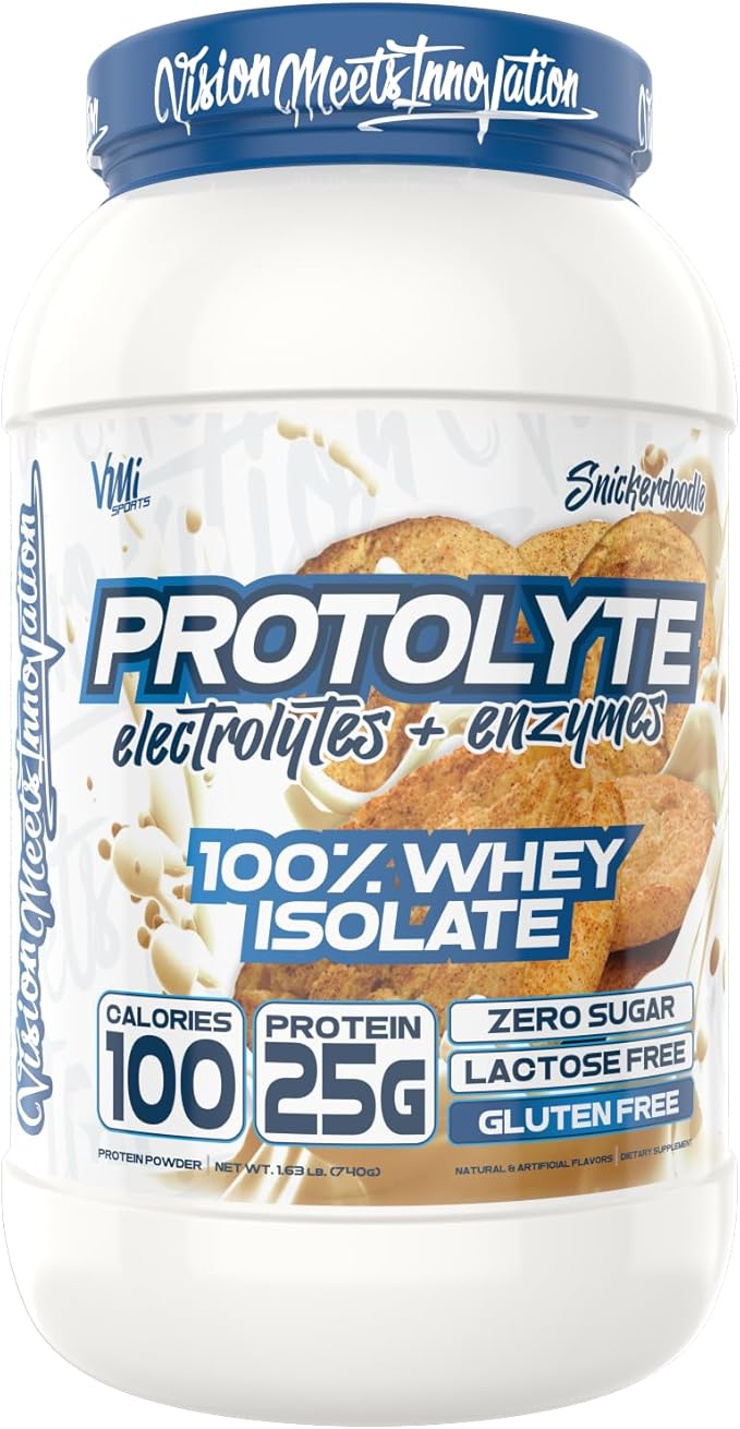 VMI Sports | Protolyte Whey Isolate Protein Powder | Low-Calorie Whey Protein Powder for Weight Loss | Protein Powder for Muscle Gain | Non-GMO (Snickerdoodle, 1.6 Pounds)