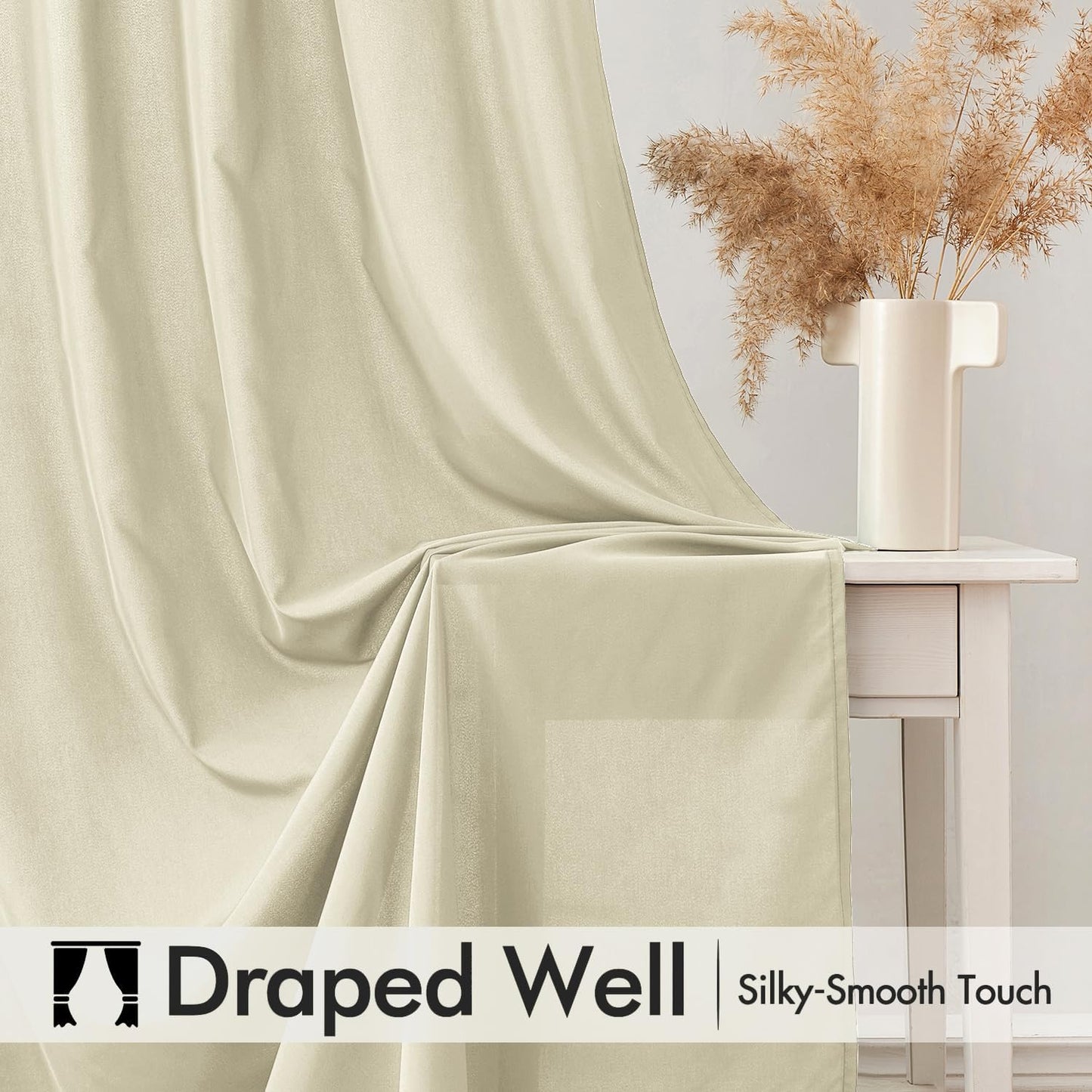 MIULEE Cream Beige Privacy Sheer Curtains That Let Light in 90 Inches Long Non-See-Through Semi Sheer Curtain Light Filtering Window Curtains Drapes for Living Room Bedroom 2 Panels Set 42 X 90