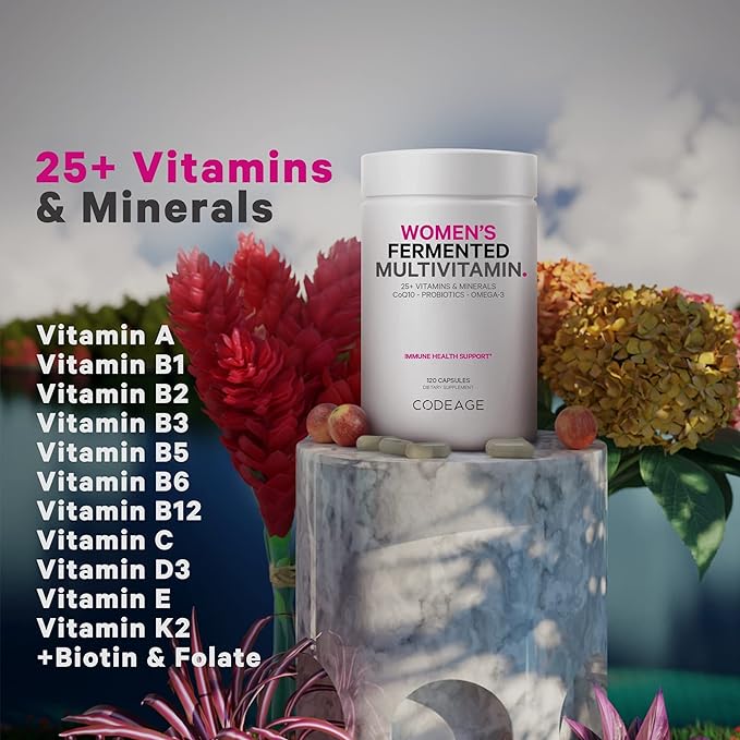 Codeage Women’s Daily Multivitamin, 25+ Vitamins 3, Zinc 120 Capsules