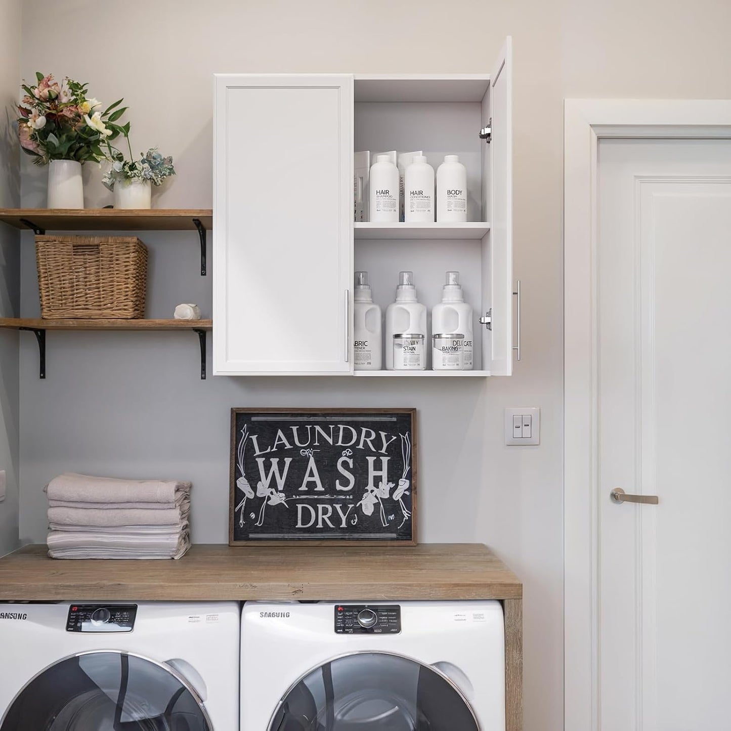 FIMELLO 30" Laundry Room Cabinets Wall Mounted,White