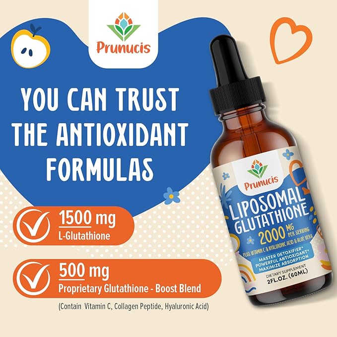 2000MG Liposomal Glutathione Liquid, 98% Absorption, Glutathione Liquid Supplement, Active Form L- Glutathione, Powerful Antioxidant Non-GMO for Immune System, Aging Defense, Detox, 12 FL.OZ