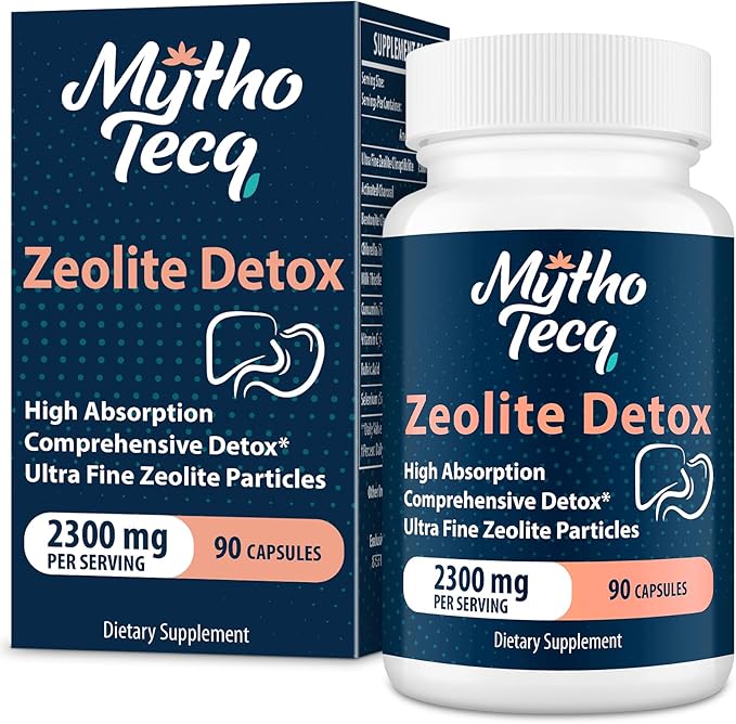 2300 MG Zeolite Detox Capsules - Activated Charcoal & Bentonite Clay, Highly Absorbable Full Body Detox, Liver & Gut Detox Cleanse, Zeolite Clinoptilolite for Heavy Metal Detox (90 Capsules)