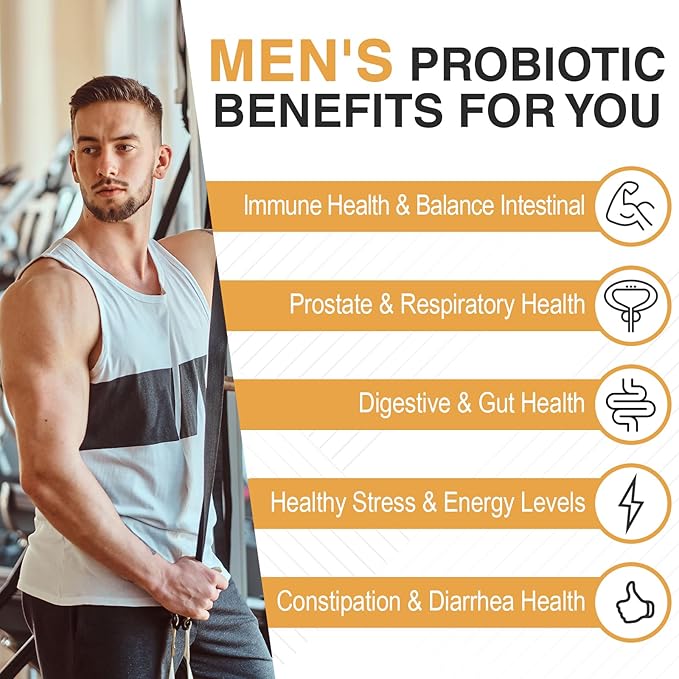 Probiotics for Men, Gut health 500 Billion 12 Strains, 240-Days Supply