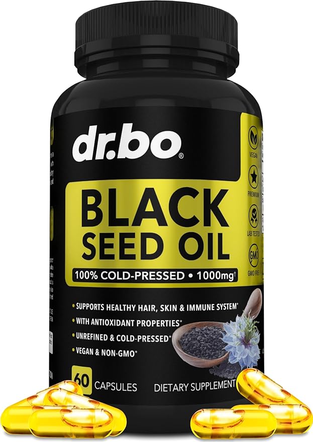 Black Seed Oil Capsules Vegan 500mg Each, 1000mg Per 2 Capsule 60 Softgels
