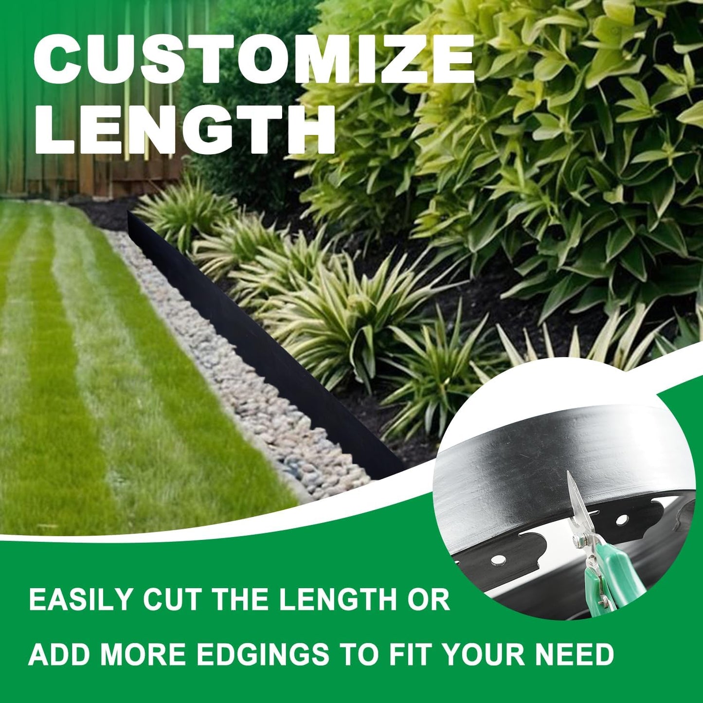 Hugeleaf Landscape Edging Border 60 Feet with 72pcs Spikes, 4inches Flexible Plastic Garden Edging for Landscaping, Lawn, Flower Bed, Yard(Black)