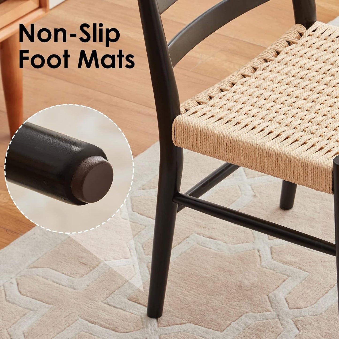 STARY Wood Rattan Dining Room Chairs with Comfortable Woven Seat,Fully-Assembled