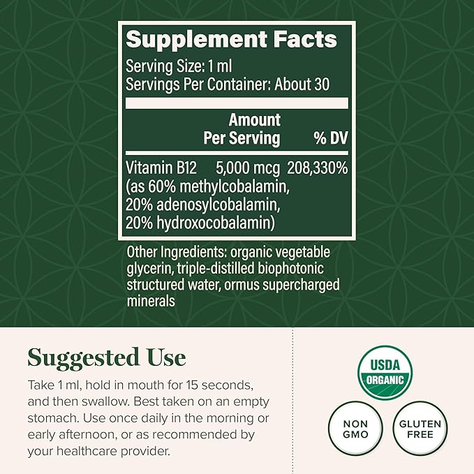 Global Healing Vitamin B12 Sublingual 5000 B12 Vitamins (1 Oz)