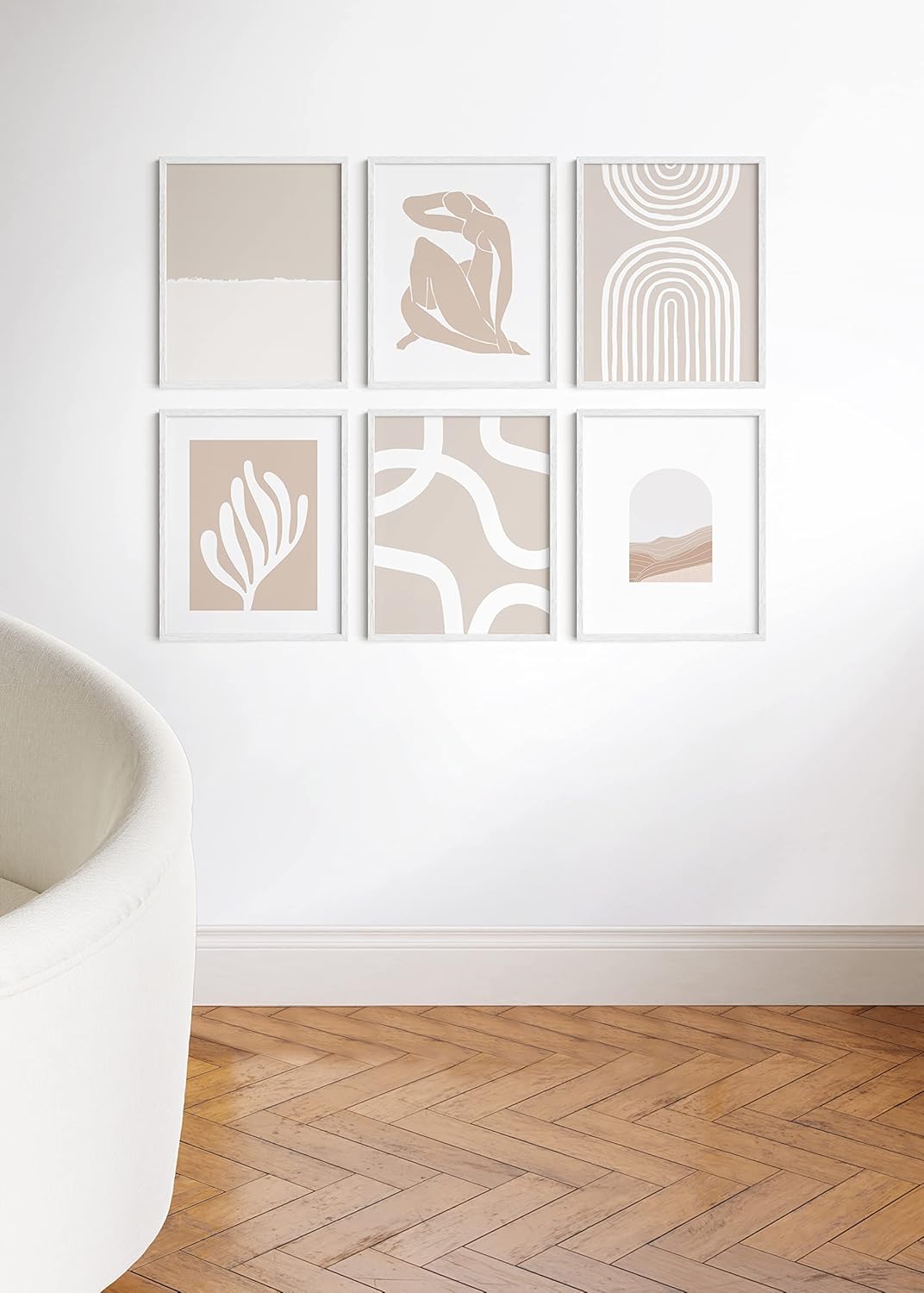 HAUS AND HUES Set of 6 - White Picture Frames Poster Frames for Wall, Wood Frame 16x20 White Frames Gallery Wall, Large Picture Frames (White Oak Frame), 16x20 in