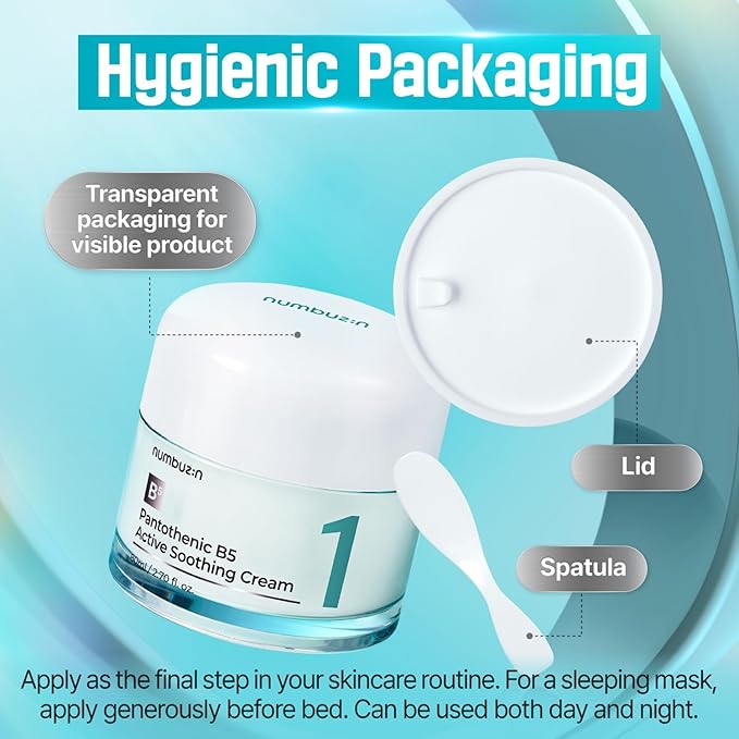 numbuzin No.1 Pantothenic B5 Active Soothing Cream | Lightweight Hydrating Moisturizer, Pantothenic Acid, Niacinamide, Panthenol | Excess Oil Control, Soothes Acne | Non-Comedogenic | 2.70 fl. oz.