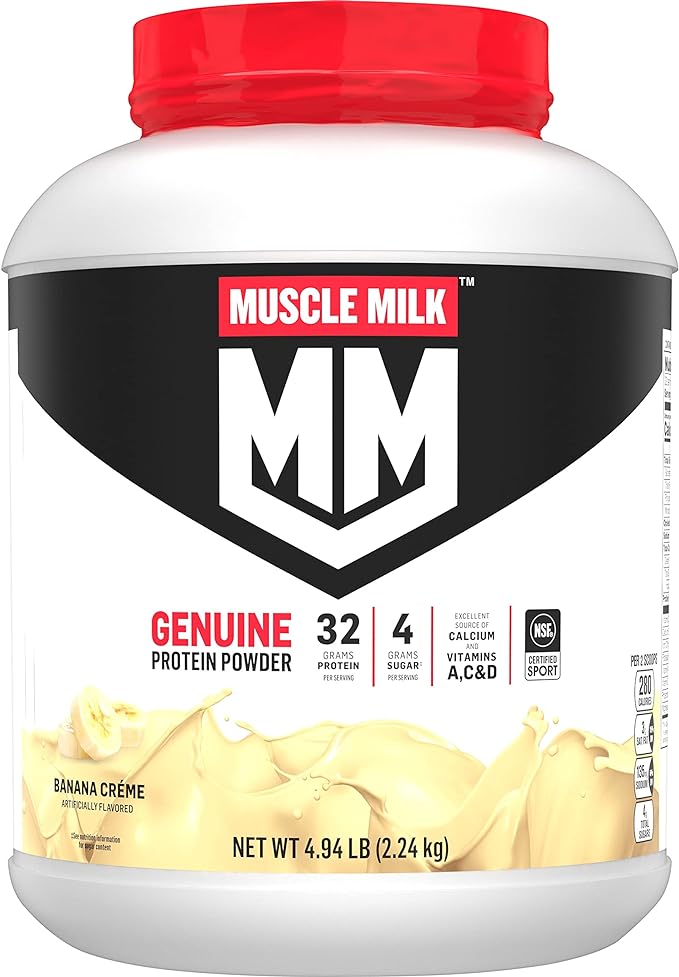 Muscle Milk Genuine Protein Powder, Banana Crème, 32g Protein, 4.94 Pound, 32 Servings