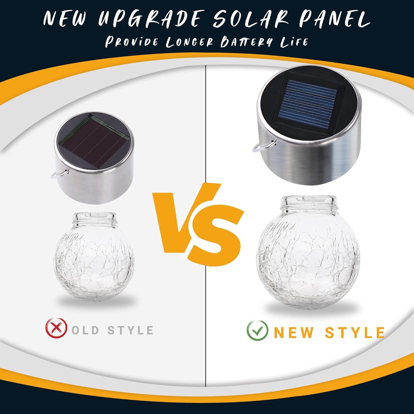 GIGALUMI 8 Pack Solar Hanging Lights, Multi-Color Changing Cracked Glass Hanging Ball Outdoor Lights with Waterproof Solar Lanterns for Garden, Yard, Patio, Lawn