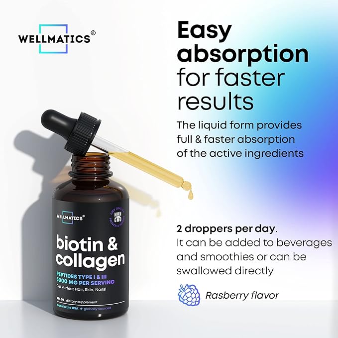 Liquid Collagen & Biotin Drops 30000mcg Biotin, 2 fl