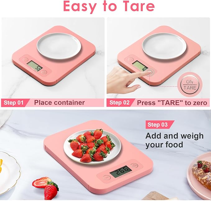 Smart Food Scale for Weight Loss, Digital Food Scale Grams and Ounces with Nutritional Calculator, Food Weight Scale for Diet, Keto, Macro, Calories Counting, Meal Prep 0.1oz/11lb (Pink)