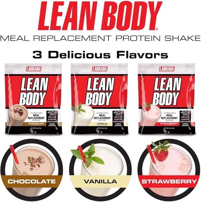 Labrada Lean Body MRP All-In-One Chocolate 40g Protein, 8g Healthy 22 Vitamins (80 MRP