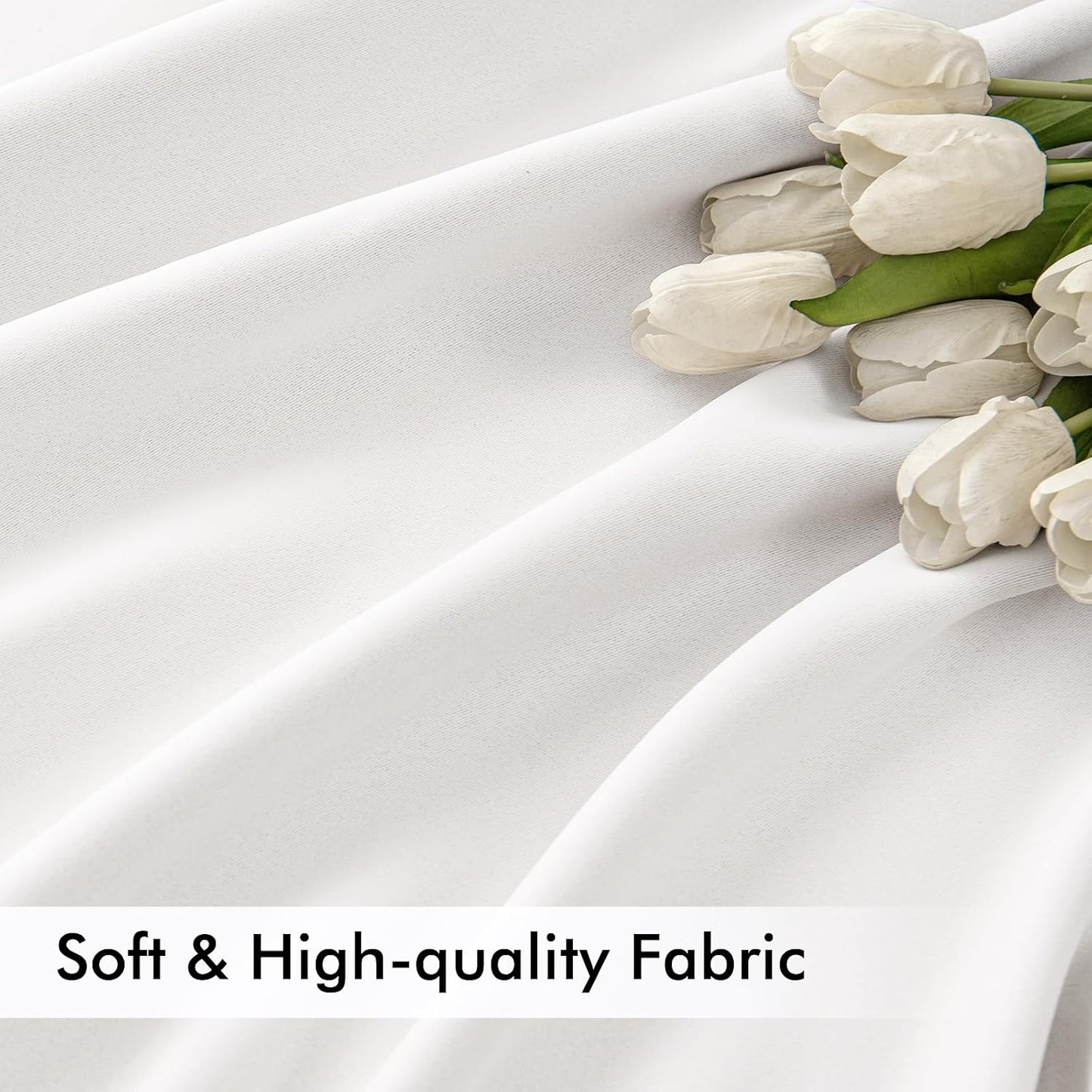 MIULEE Pure White Back Tab Blackout Curtains 90 Inches Long 2 Panels Set for Living Room Bedroom Privacy, Rod Pocket/Pinch Pleat Thermal Insulated Room Darkening Pleated Light Blocking Drapes