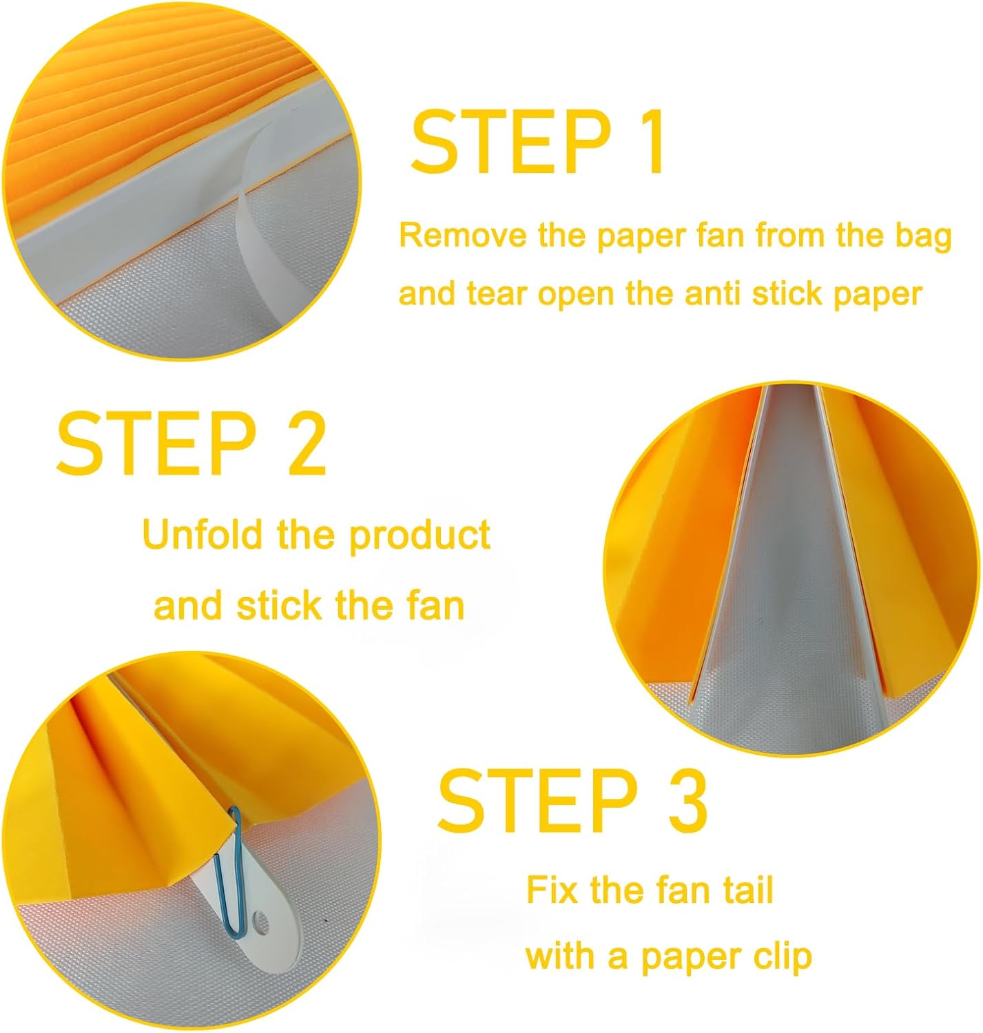 Yellow Birthday Decorations,DIY Yellow Paper Fans Hanging Decoration ,Party Supplies Party Fans 8in, Wedding Graduation Events Accessories 30 Color DIY Set (Yellow)