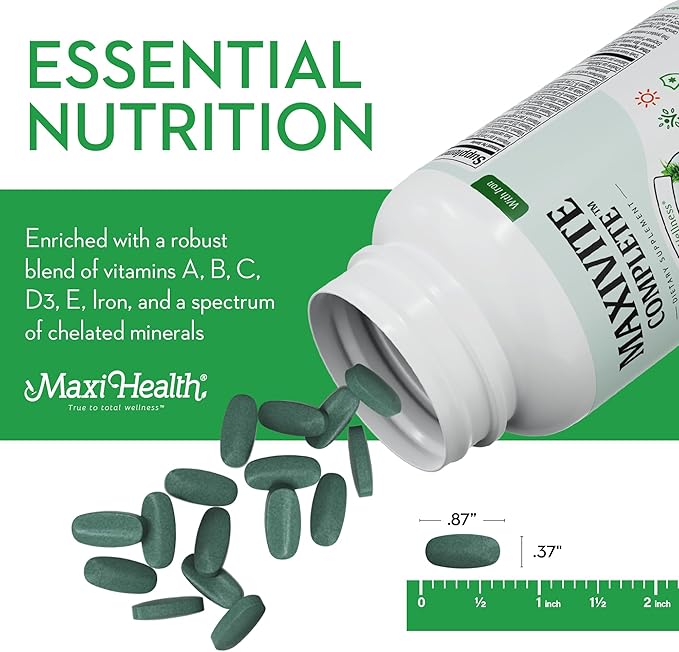 Maxi Health Complete Once Daily Vitamins B1 B2 B2 B3 B3 B6 B6 B12 B12 C D3 E (90 Tablets)