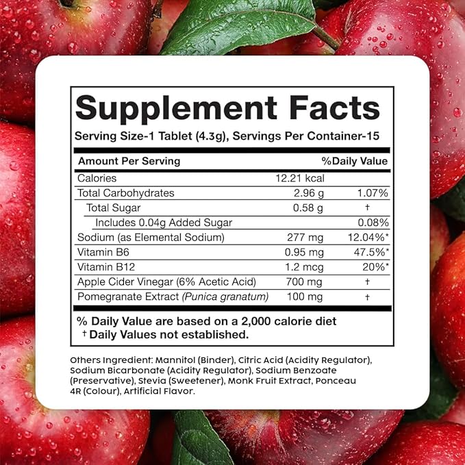 PLIX THE PLANT FIX Apple Cider Vinegar Effervescent Tablets with The Mother, 700mg ACV with VIT B12, B6, Pack of 8 |Vegan, No Added Sugar, Non-GMO & Gluten-Free