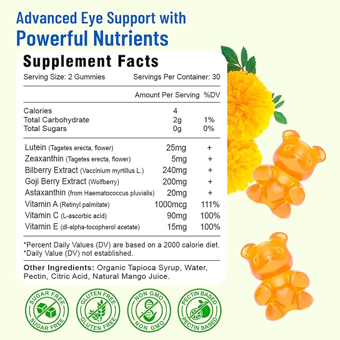 Eye Vitamins Lutein & Zeaxanthin Gummies, 60 Count