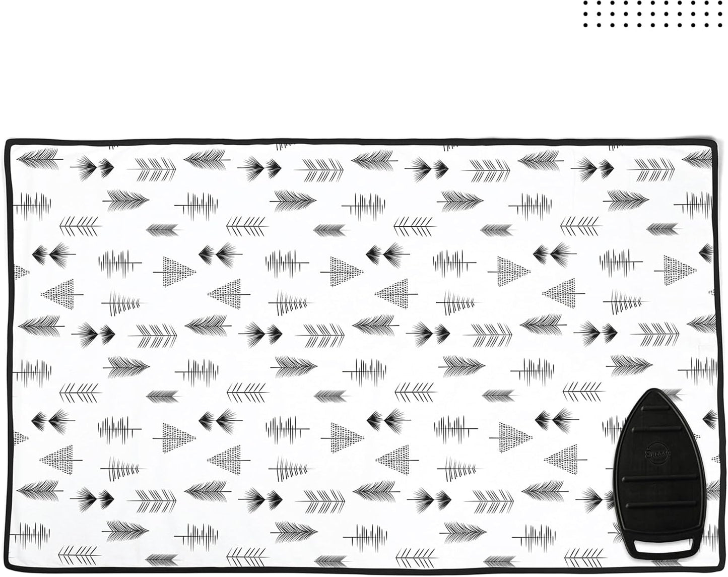 Encasa XO Ironing Mat/Pad (Large 48"x28") with 3mm Padding & Silicone Iron Rest for Steam Pressing on Tabletop or Bed - Heat Resistant, Portable, Quilting & Travel Blanket - Black Arrow