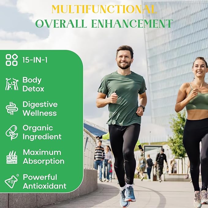 15-in-1 Detox Binder, Activated Charcoal, Zeolite & Bentonite Clay, Chlorella, 1500 MG Supplement Maximum Absorbent, Liver Gut Digestive Toxin Detox Cleanse, 270 Vegan Capsules