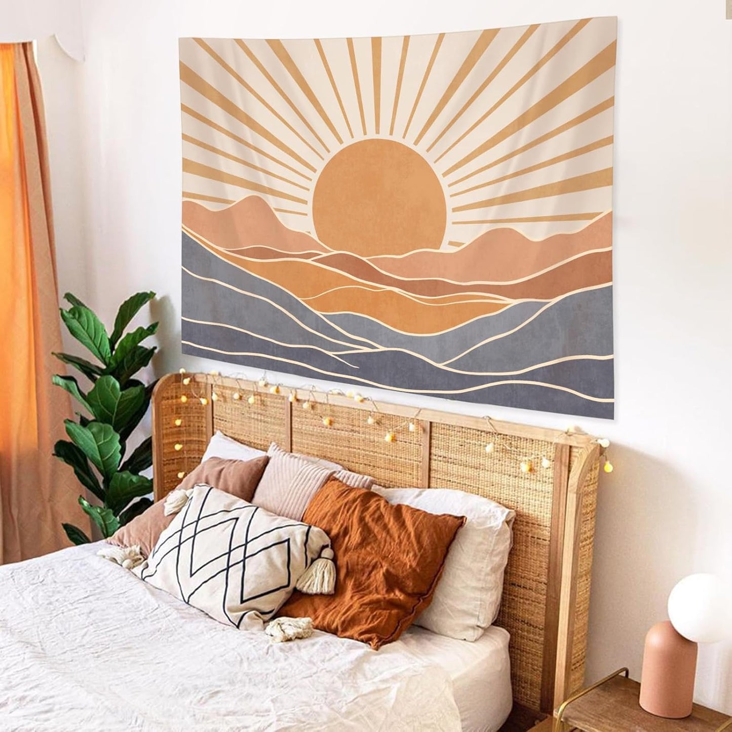 Lunerfex Boho Sun Tapestry Sunset Wall Tapestry, Mountain Tapestries for Bedroom 80s Tapestries Wall Hanging for Bedroom Living Room Decor Boho-3 70"x90"