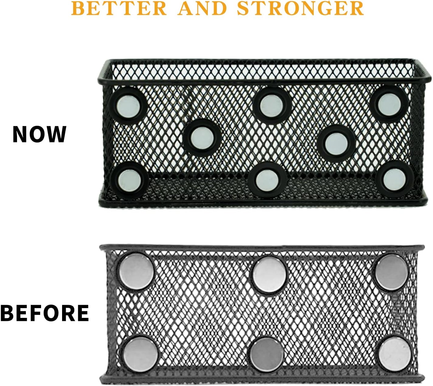 Neudeco Magnetic Locker Organizer and Accessories,Wire Mesh Magnetic Storage Basket ,Magnetic Holder for Dry Erase Markers,Strong Magnet Pen Holder for Fridge School,Pack 3 (Black)