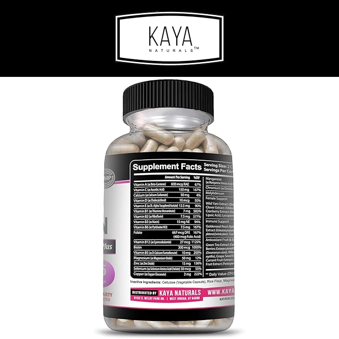 Kaya Naturals Women's Multivitamin, Overall Healthy 30 Count