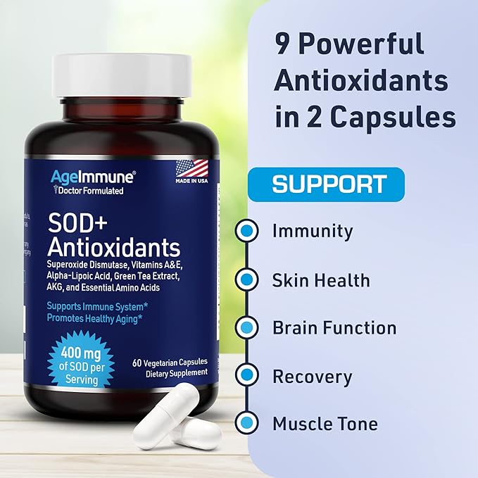 SOD Antioxidants Complex Healthy Aging Supplement 400mg of -60 Capsules