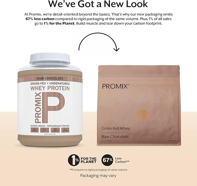 Promix Whey Protein Powder, Raw Chocolate - 5lb Bulk - Grass-Fed & 100% All Natural - Post Workout Fitness & Nutrition Shakes, Smoothies, Baking & Cooking Recipes - Gluten-Free & Keto-Friendly