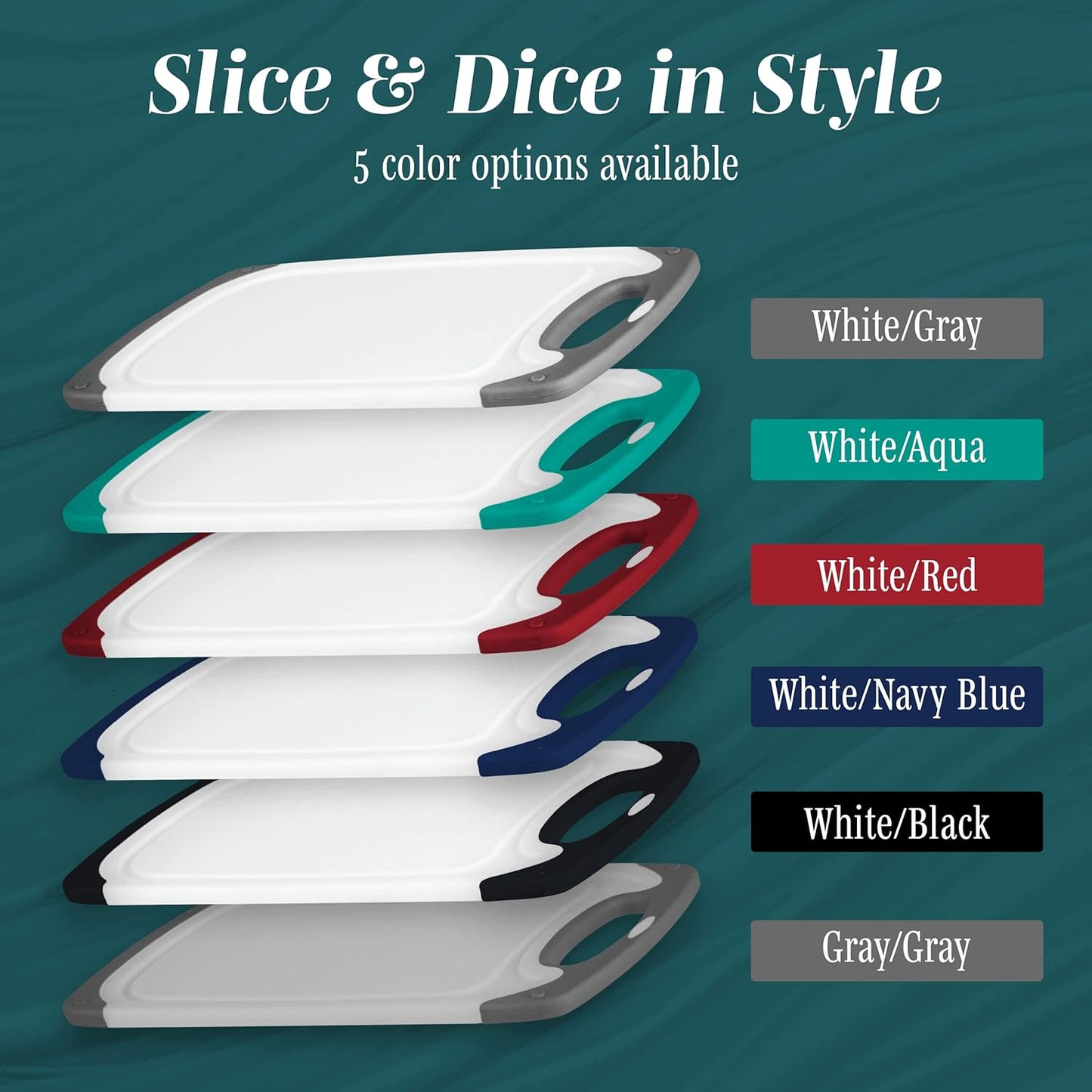 Cutting Boards for Kitchen - BPA-Free Chopping Board - Different Sizes & Non Slip Handles - Reversible, Large Cutting Board Set - Unique Gifts for Cooks Who Have Everything - 3-Pack Red