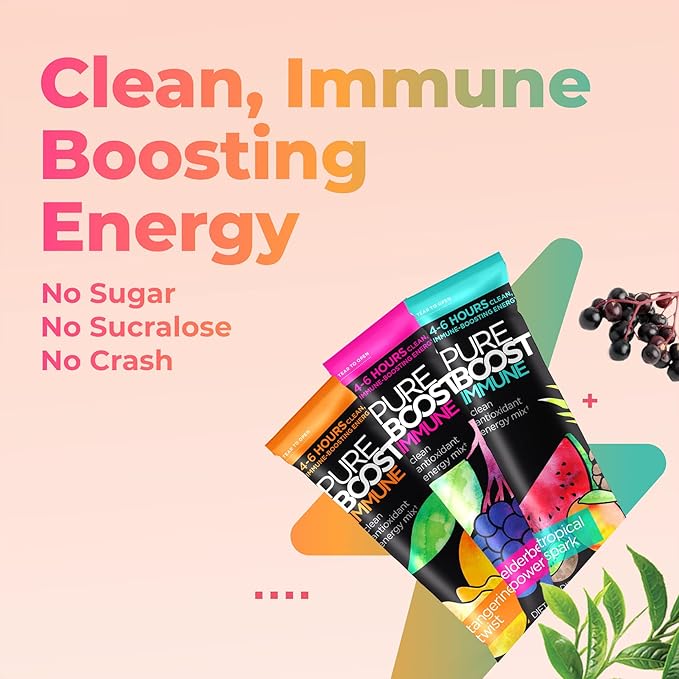 Pureboost Immune Clean Energy Drink Mix: 1200 mg 28 Vitamins, 30 Count)
