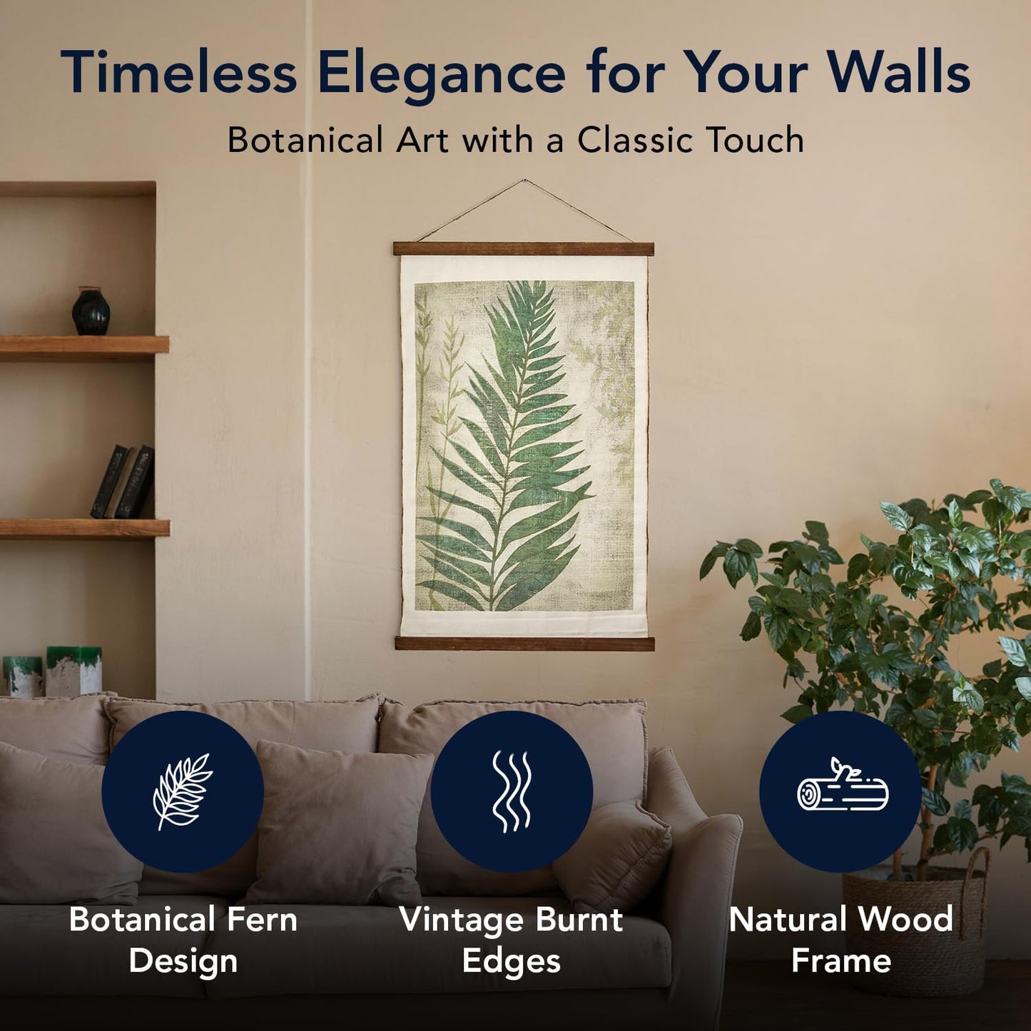 American Art Decor Leaf Wall Scroll Tapestry with Rope