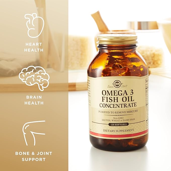 SOLGAR Omega-3 Fish Oil Concentrate 120 Softgels 60 Servings