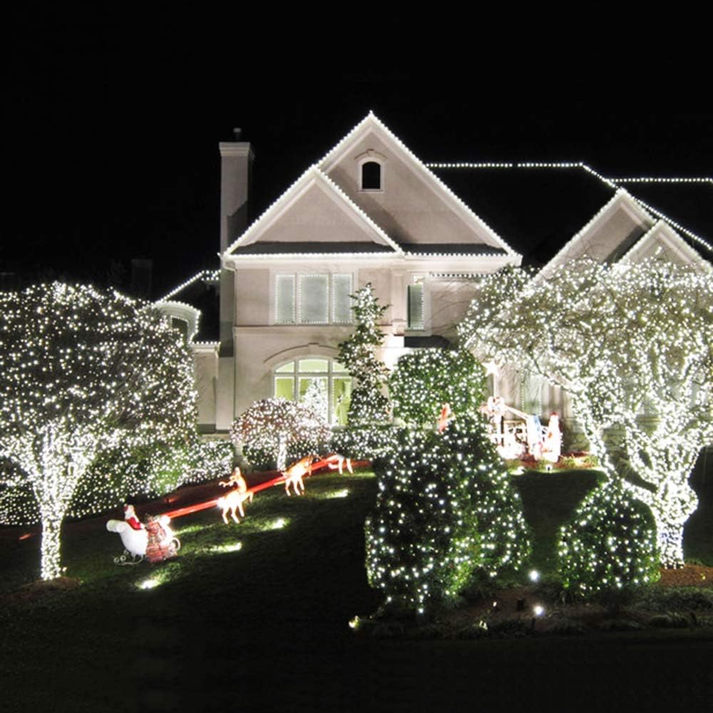 98FT 200 LEDs String Lights Waterproof Fairy Lights 8 Modes with Memory 30V UL Certified Power Supply for Home, Garden, Wedding, Party, Christmas Decoration Indoor Outdoor (Cool White)