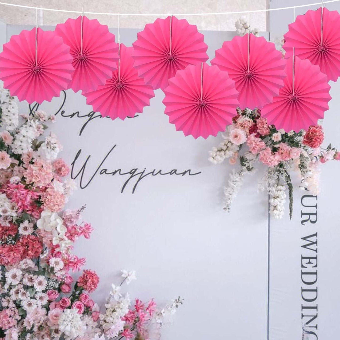 Red Graduation Party Decor,Girls Party Decorations ,Party Supplies Party Fans 12in, Anniversary Decorations for Party,Wedding Graduation Events Accessories 30 Color DIY Set (Rose Red)