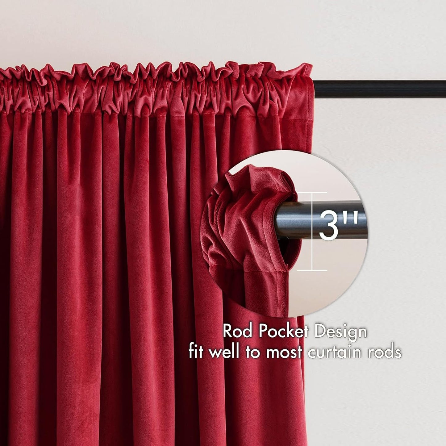 MIULEE Christmas Red Velvet Curtains Thermal Insulated Blackout Curtain Drapes for Bedroom Living Room Darkening 72 Inches Long Curtains Panels Rod Pocket Set of 2