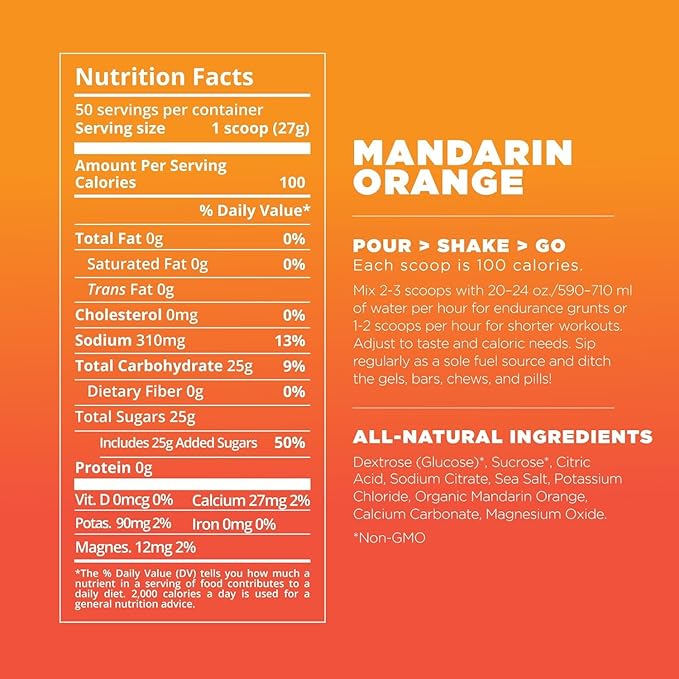 Tailwind Nutrition Endurance Fuel, Electrolyte & Hydration Sports Drink Mix Powder, Gluten-Free, Vegan, Mandarin, 50 Servings