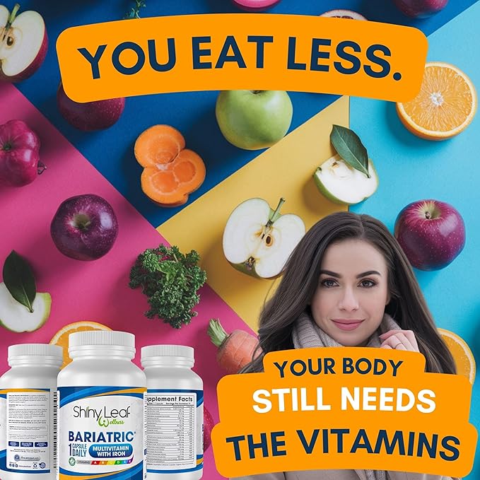 Shiny Leaf Daily Bariatric Multivitamin with 45 mg of Iron 30 Ct Capsule for Post Weight Loss Surgery (WLS), Sleeve, and Mini Gastric Bypass Patients (1 Month Supply)…
