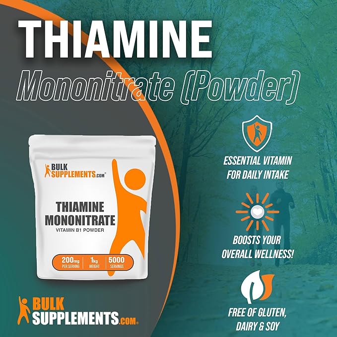 BULKSUPPLEMENTS.COM Thiamine Mononitrate Powder B1 Powder B1 Supplement 200mg - B1 Vitamins 200mg per (5 Kilograms 11 lbs)