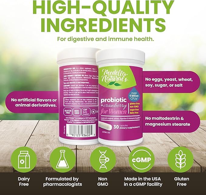 Women’s Probiotic + Prebiotic with Cranberry 6 Billion 4-Strain Prebiotic 30 Veggie