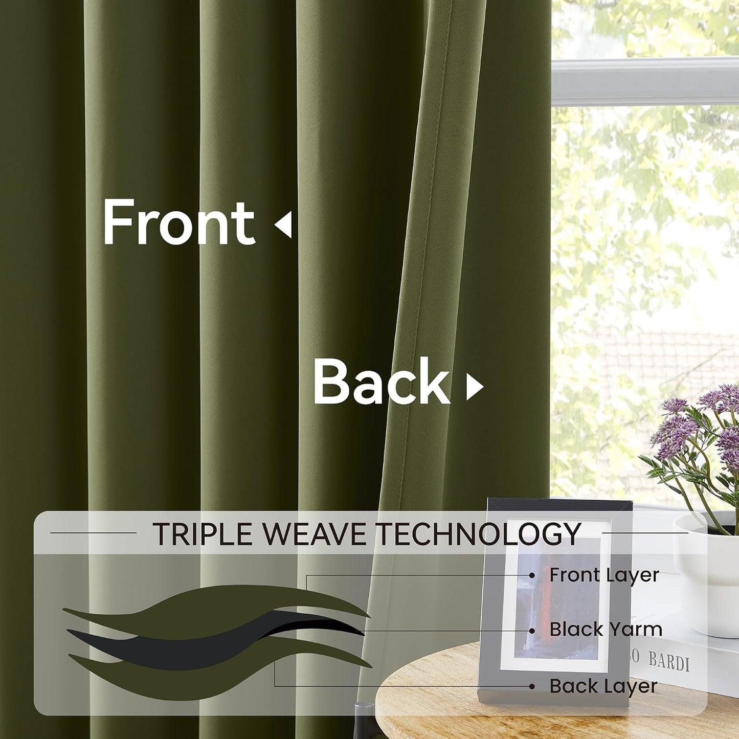 KangBang Olive Green Curtains 84 Inch Length 2 Panels Set, Blackout Pinch Pleated Noise Canceling Curtains & Drapes with Hooks Track System, Thermal Insulated Elegant Modern Decor, W40xL84