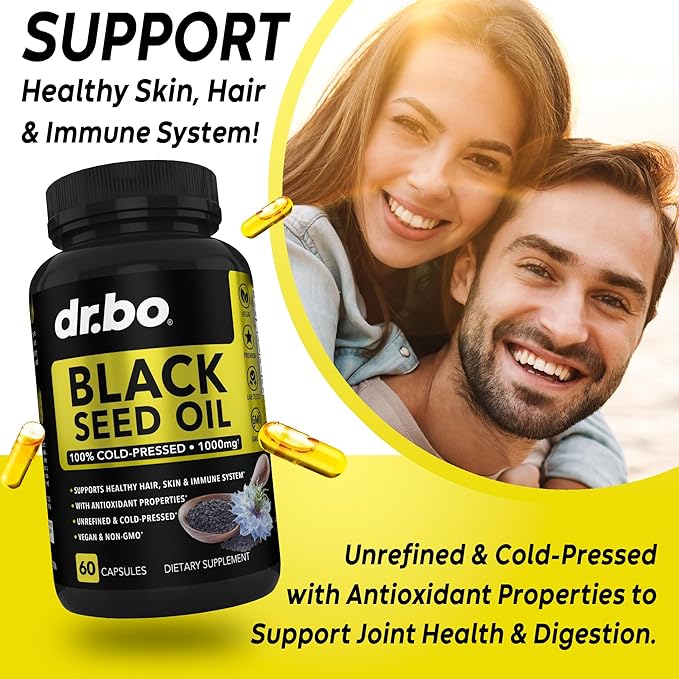 Black Seed Oil Capsules Vegan 500mg Each, 1000mg Per 2 Capsule 60 Softgels